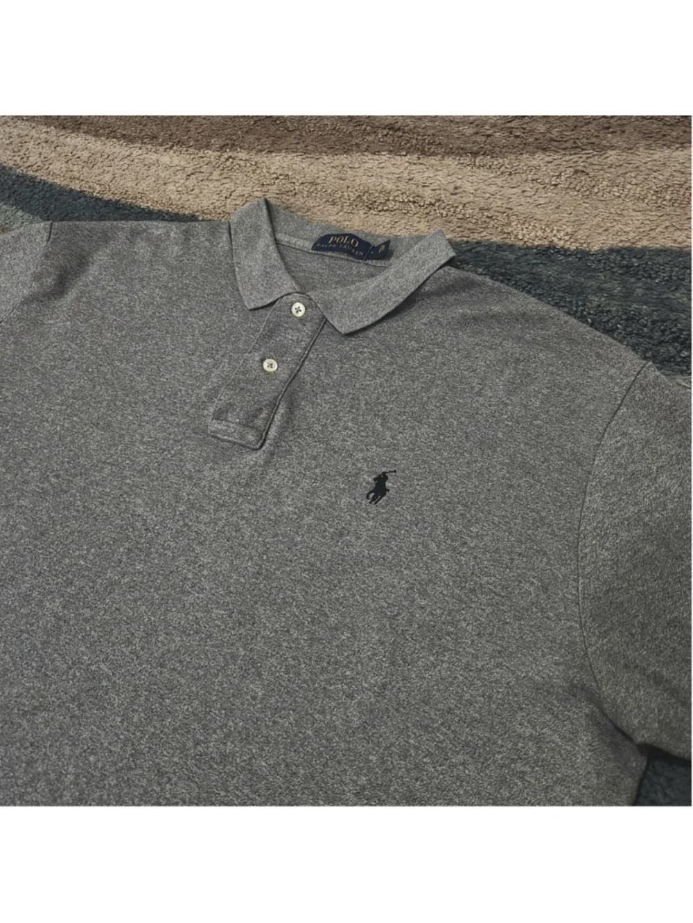 Ralph Lauren Custom Slim Fit Gray Men's Polo Shirt Size L
